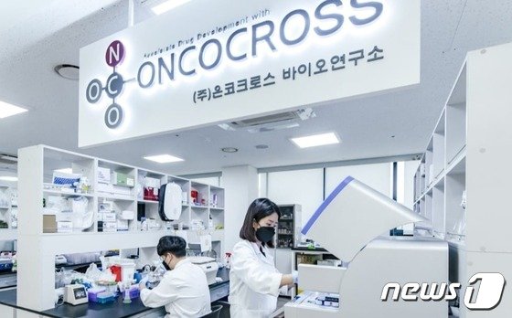 온코크로스 연구진들이 실험을 진행하고 있다.(온코크로스 제공)/뉴스1 © News1